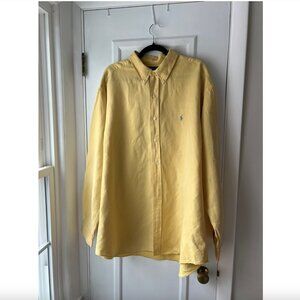 Ralph Lauren Men's Blake Silk Linen Long Sleeve Yellow Shirt Size XXL